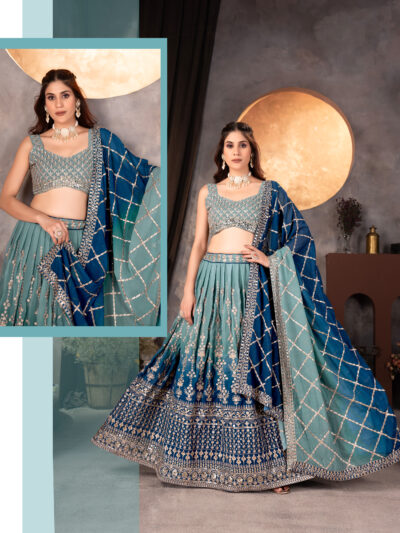 royal blue faux georgette digital print lehenga choli