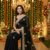 black party wear sanna silk saree with golden embroidery