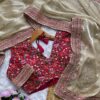maroon jimichu designer saree with multi colour embroidered stitched blouse