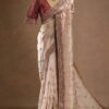 maroon jimichu designer saree with multi colour embroidered stitched blouse