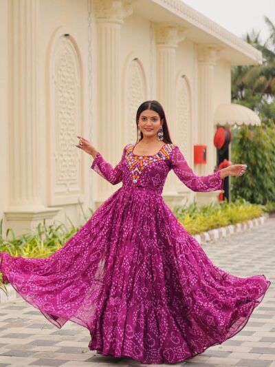 navratri special gamathi work gown with 9 meter flair