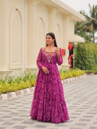 navratri special gamathi work gown with 9 meter flair