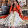 orange embroidered suit with garara & dupatta