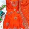 orange embroidered suit with garara & dupatta