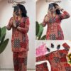 printed rayon cotton co ord set for women | foil work top & palazzo – wm26