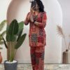 printed rayon cotton co ord set for women | foil work top & palazzo – wm26