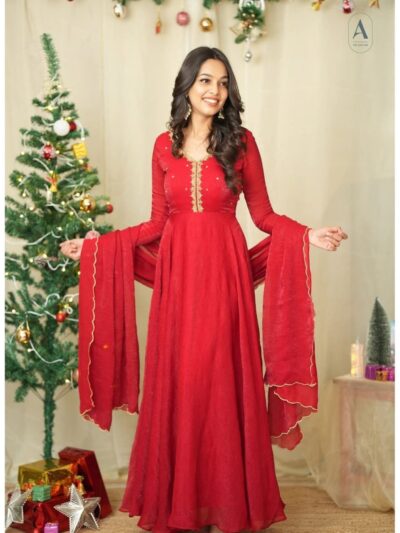 designer rangoli silk zardoshi embroidered gown with cut work dupatta