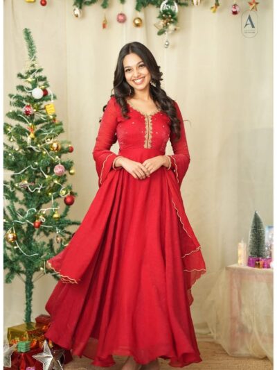 designer rangoli silk zardoshi embroidered gown with cut work dupatta