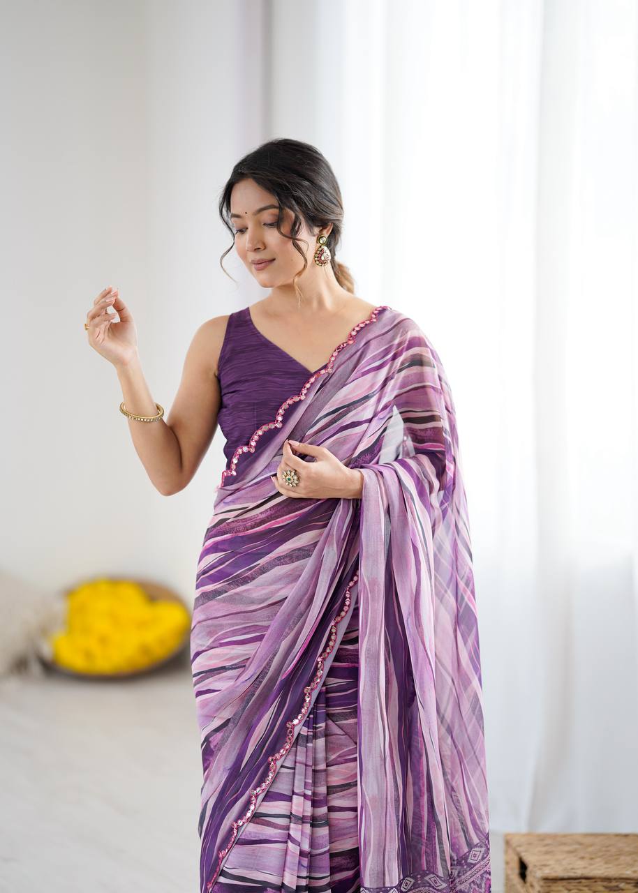 printed heavy georgette silk saree with mirror work border | netra fashion printed heavy georgette silk saree with mirror work border | netra fashion