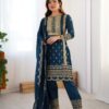 chinnon sequins embroidered top pant dupatta set for women