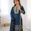 chinnon sequins embroidered top pant dupatta set for women