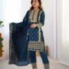 chinnon sequins embroidered top pant dupatta set for women
