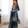 chinnon sequins embroidered top pant dupatta set for women