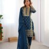 chinnon sequins embroidered top pant dupatta set for women