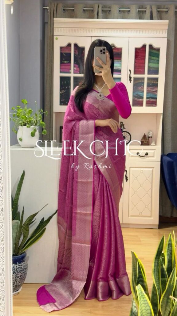 Outlet lichi woven soft silk saree | elegant traditional festive wear