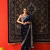 designer winter velvet saree with sequins & jari embroidery