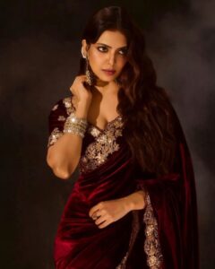 Modern vs. Traditional: The Complete Karwa Chauth Fashion Edit designer winter velvet saree with sequins & jari embroidery