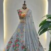 designer grey floral embroidered lehenga choli with dupatta