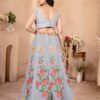 designer grey floral embroidered lehenga choli with dupatta