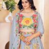 designer grey floral embroidered lehenga choli with dupatta