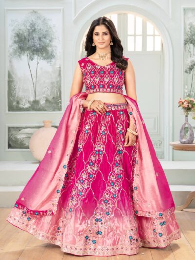 designer pink embroidered lehenga choli with dupatta