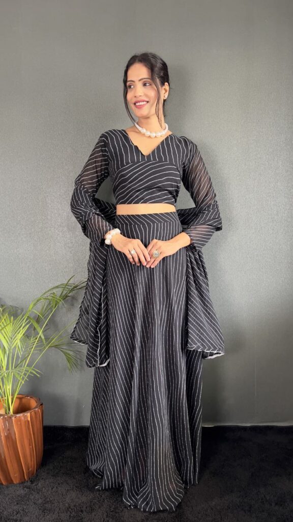 rangat leheriya faux georgette lehenga choli with banarasi tissue dupatta