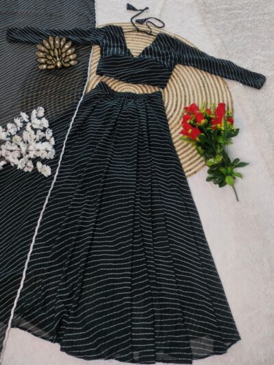 rangat leheriya faux georgette lehenga choli with banarasi tissue dupatta