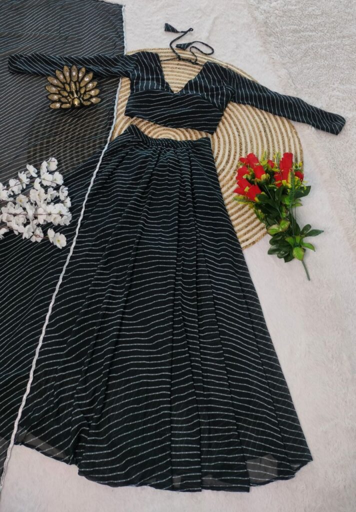 rangat leheriya faux georgette lehenga choli with banarasi tissue dupatta