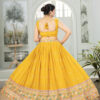 sunshine yellow star georgette embroidered lehenga choli with dupatta