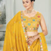 sunshine yellow star georgette embroidered lehenga choli with dupatta