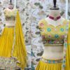 sunshine yellow star georgette embroidered lehenga choli with dupatta