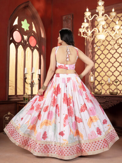 plus size 5xl designer lehenga choli in chinon silk with embroidery |