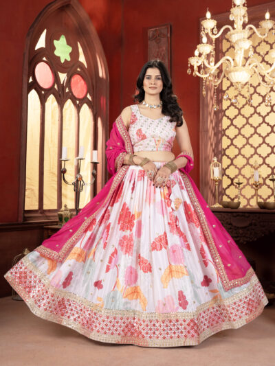 plus size 5xl designer lehenga choli in chinon silk with embroidery |